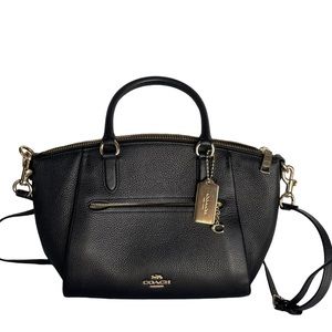Coach Elise Black/ Gold Pebbled Leather Bag Satchel Crossbody Bag